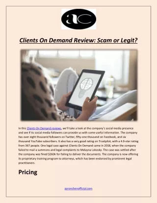 Clients On Demand Review Scam or Legit