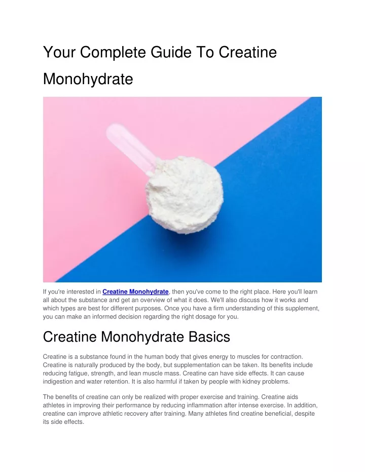 Ppt Your Complete Guide To Creatine Monohydrate Powerpoint