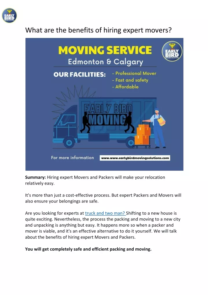 what are the benefits of hiring expert movers