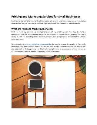 Printing and Marketing Services for Small Businesses