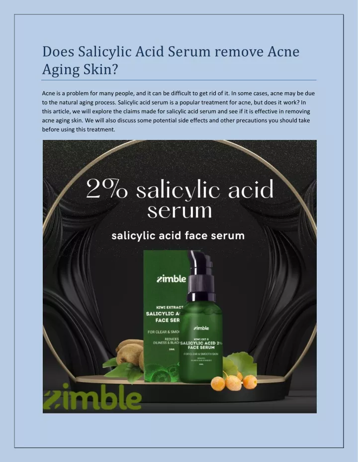 does salicylic acid serum remove acne aging skin