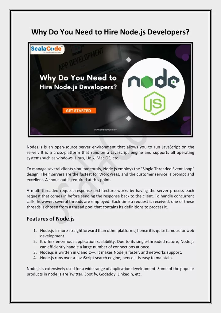 why do you need to hire node js developers