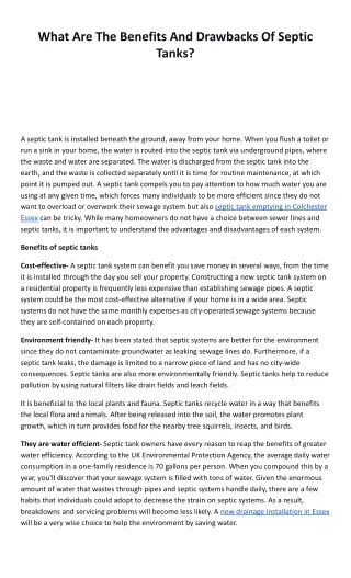 what are the benefits and drawbacks of septic