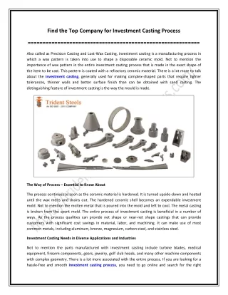 find the top company for investment casting