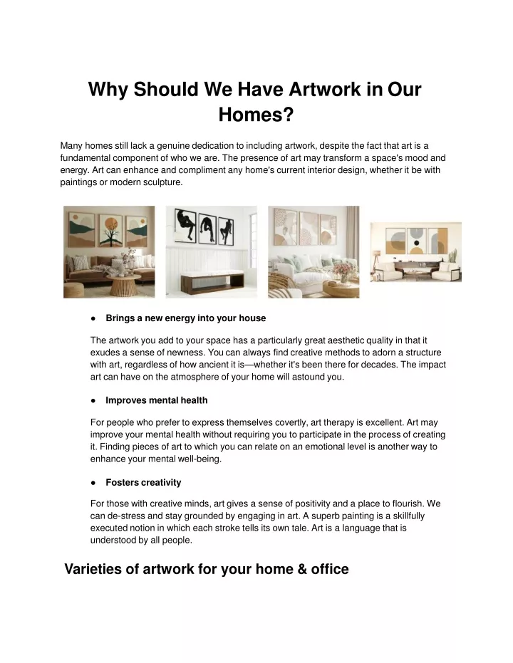why should we have artwork in our homes