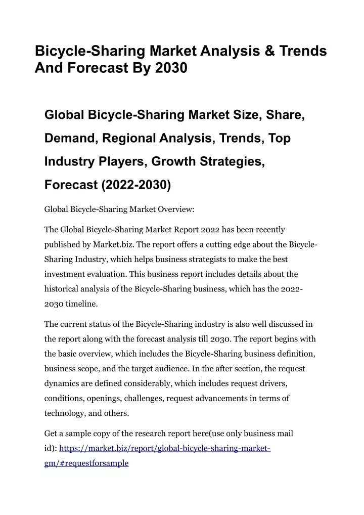 bicycle sharing market analysis trends