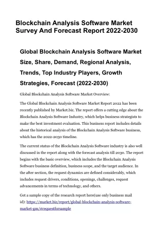blockchain analysis software market survey