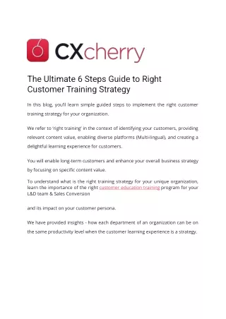 The Ultimate 6 Steps Guide to Right Customer Training Strategy