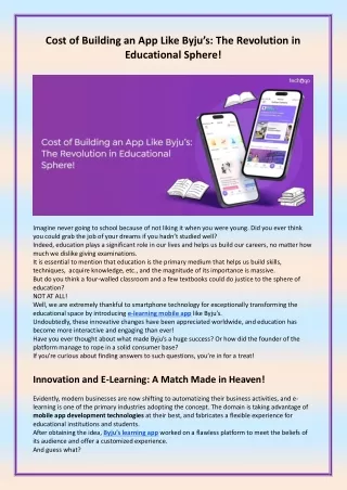 Cost of Building an App Like Byju’s: The Revolution in Educational Sphere!