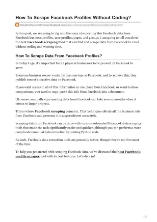 how to scrape facebook profiles without coding