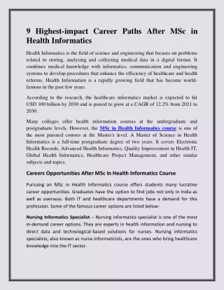 9 highest impact career paths after msc in health