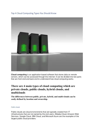 Top 4 Cloud Computing Types You Should Know