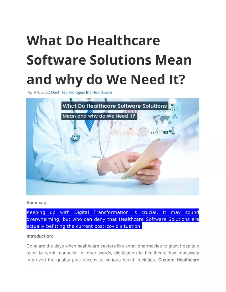 what do healthcare software solutions mean