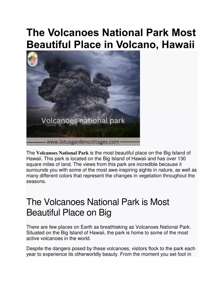 the volcanoes national park most beautiful place