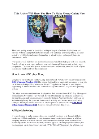 This Article Will Show You How To Make Money Online Now