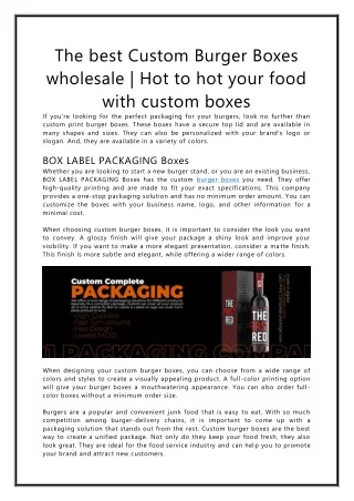 the best custom burger boxes wholesale