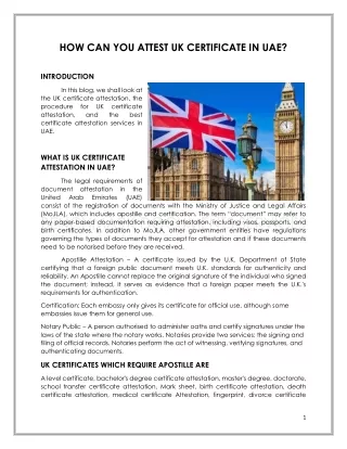 HOW CAN YOU ATTEST UK CERTIFICATE IN UAE