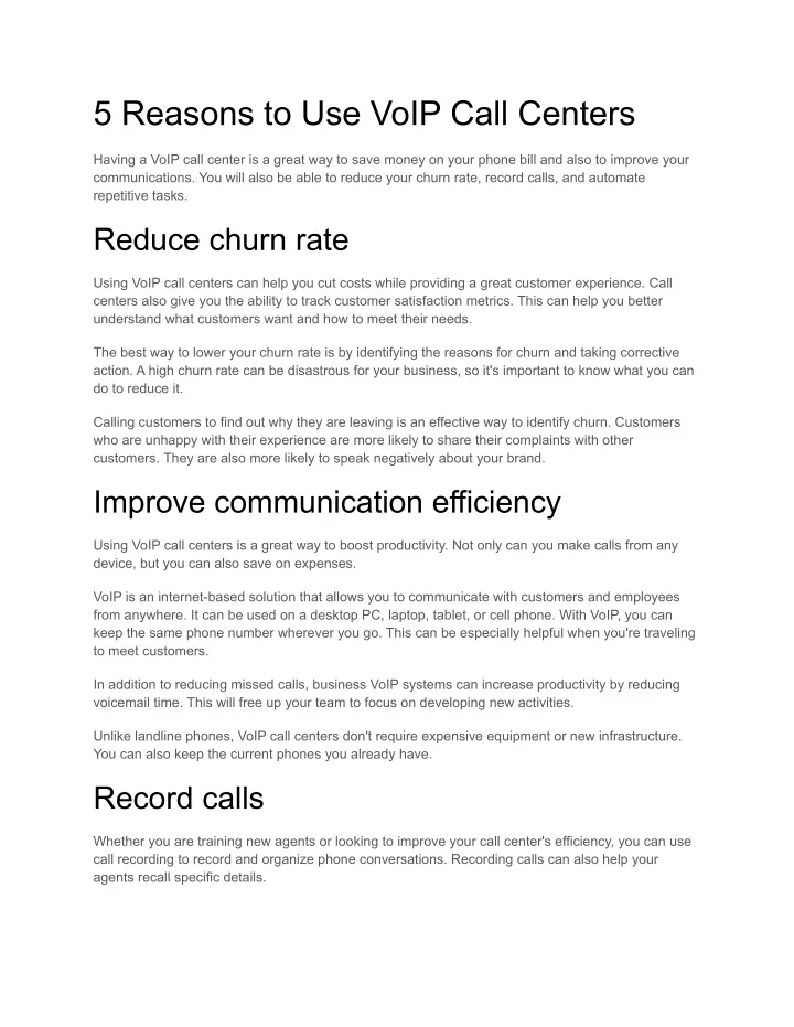 5 reasons to use voip call centers