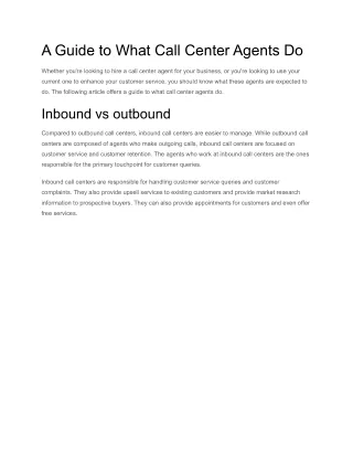 A Guide to What Call Center Agents Do