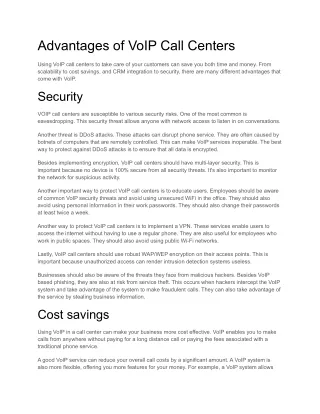 Advantages of VoIP Call Centers