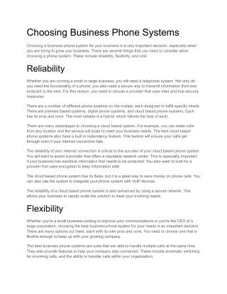 Choosing Business Phone Systems