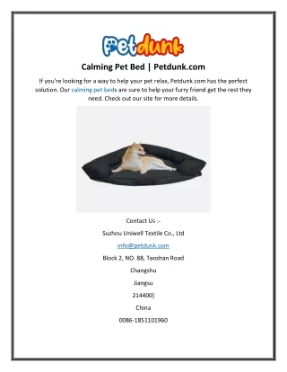 calming pet bed petdunk com