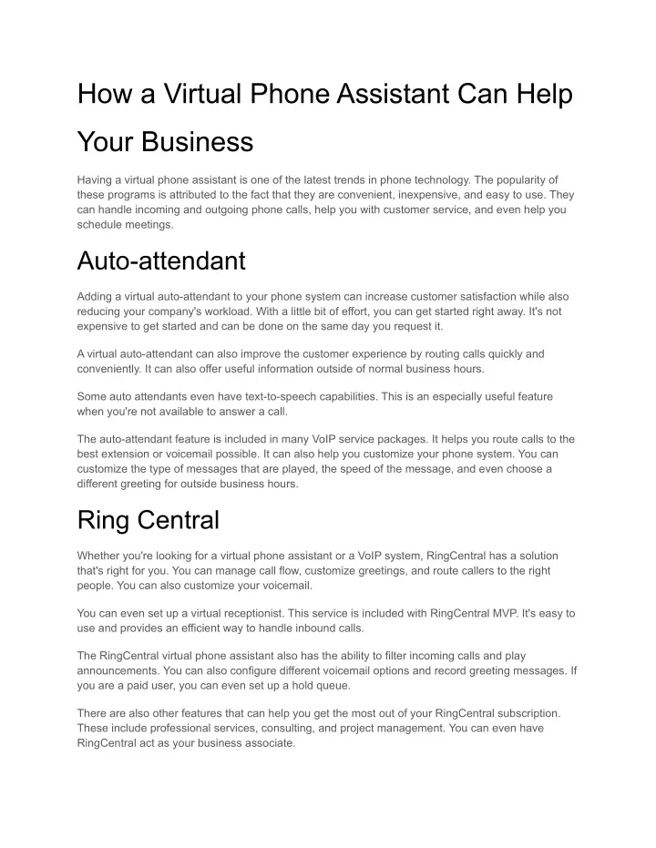 how a virtual phone assistant can help