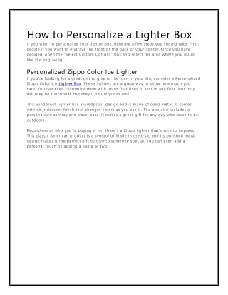 how to personalize a lighter box if you want