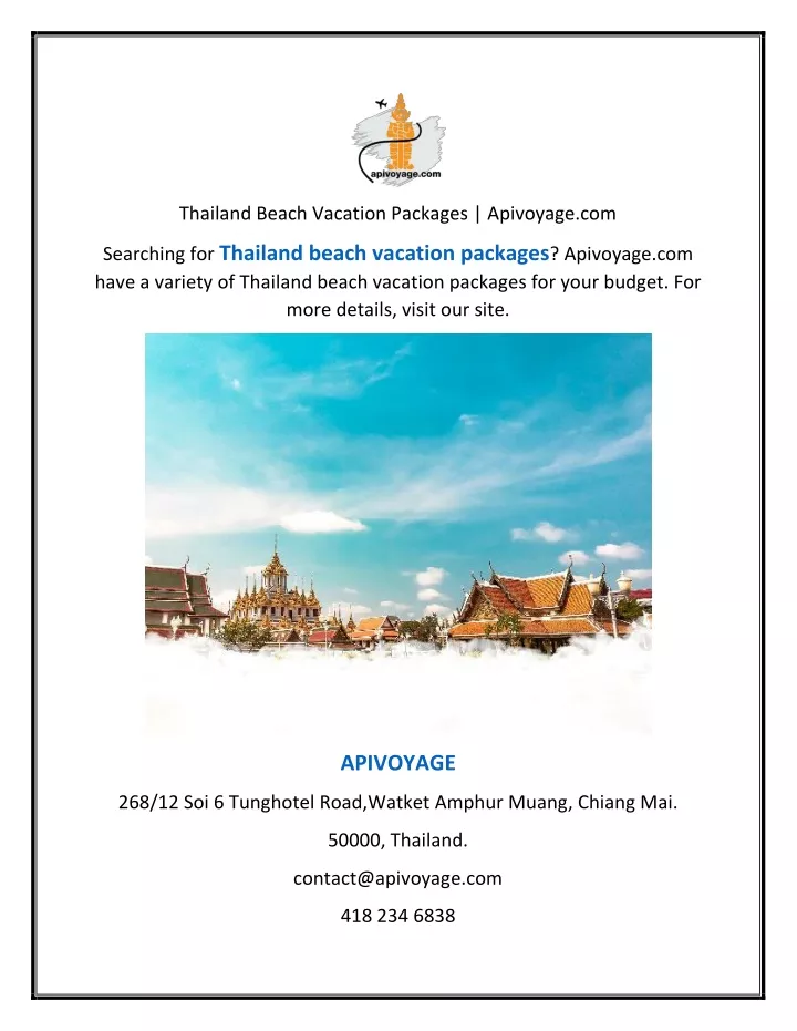 thailand beach vacation packages apivoyage com