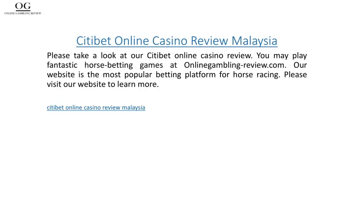 citibet online casino review malaysia