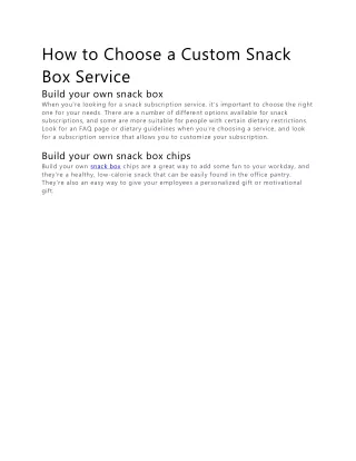 how to choose a custom snack box service build