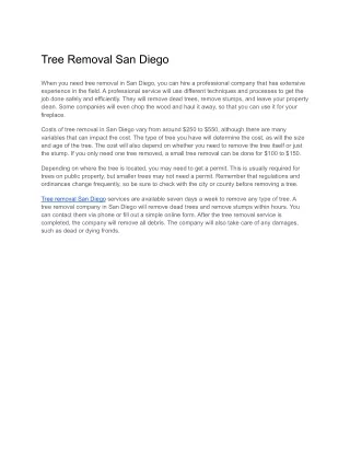 Tree Removal San Diego