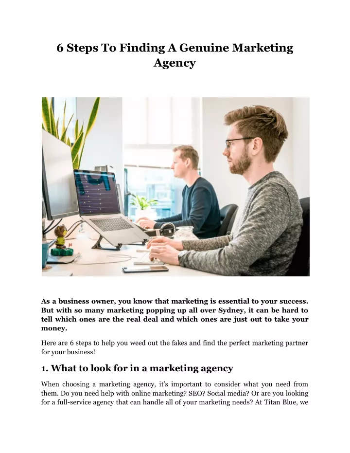 6 steps to finding a genuine marketing agency