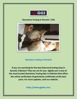 Gemstone Testing In Karachi | GGI