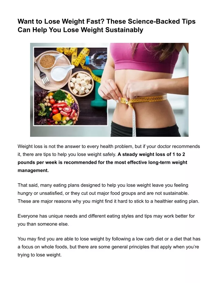 want to lose weight fast these science backed
