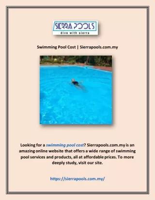 Swimming Pool Cost | Sierrapools.com.my