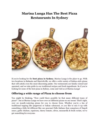 Marina Lunga Has The Best Pizza Restaurants In Sydney