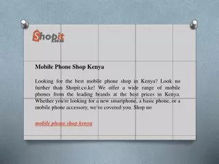 Mobile Phone Shop Kenya  Shopit.co.ke