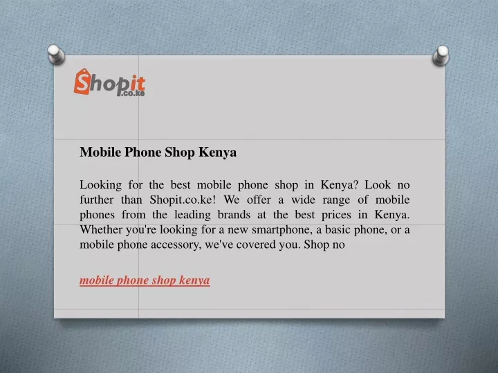 mobile phone shop kenya