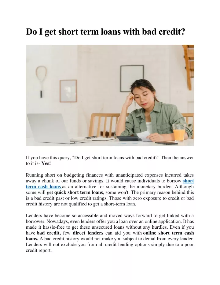 do i get short term loans with bad credit