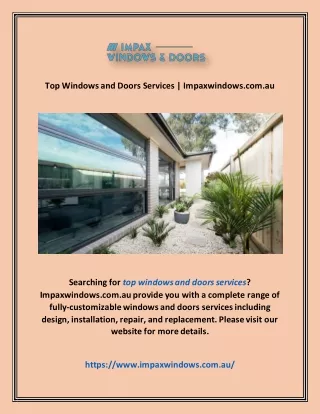 Top Windows and Doors Services | Impaxwindows.com.au