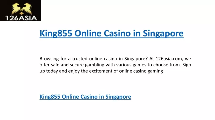 king855 online casino in singapore