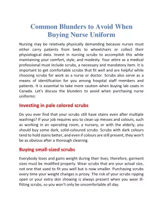 Common blunders to avoid when buying nurse uniform
