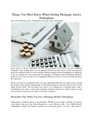 Things You Must Know When Getting Mortgage Advice Nottingham