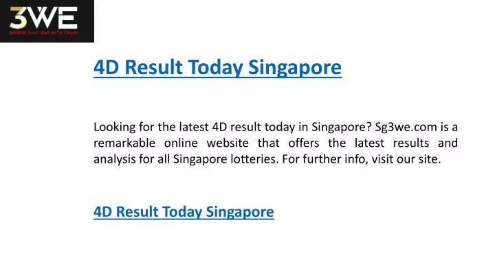 4d result today singapore