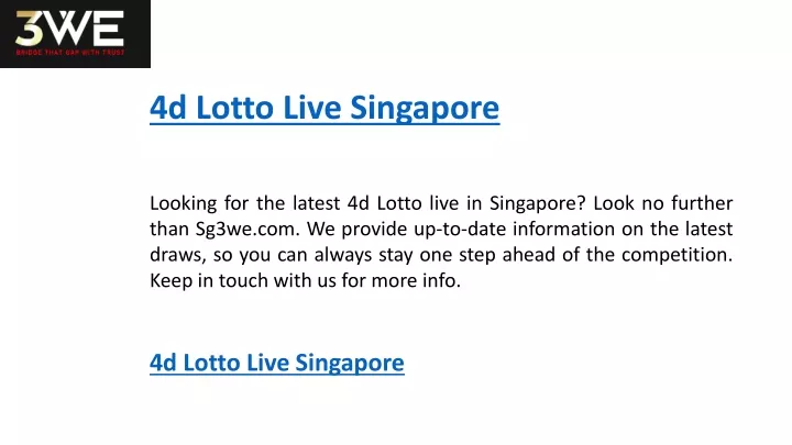 4d lotto live singapore