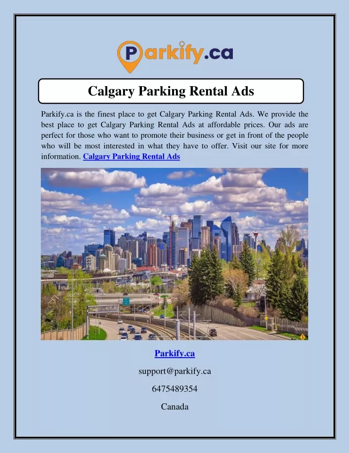 calgary parking rental ads