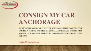 consign my car anchorage