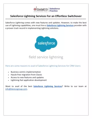 salesforce lightning services for an effortless