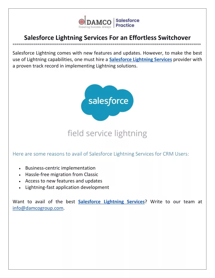 salesforce lightning services for an effortless